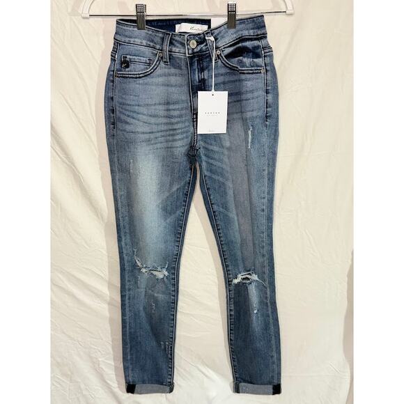 KanCan Distressed Skinny Jeans Women’s Size24 Blue Mid-Rise Stretch Denim Pants - Picture 1 of 4